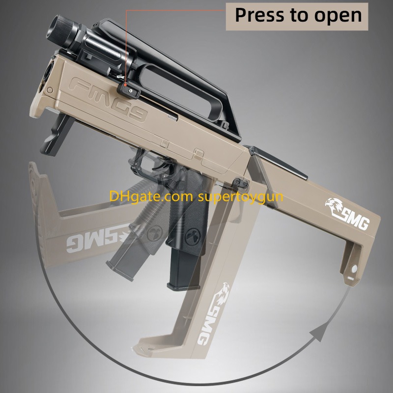 FMG 9 Folding Submachine Gun Toy Soft Bullet Blaster Foam Dart Manual Shooting Launcher For Adults Boys Outdoor Games