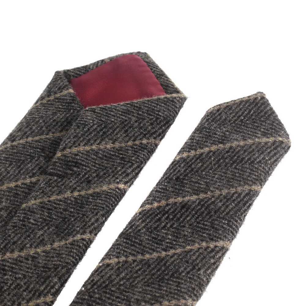 Mens striped wool tie high-quality narrow wool tie 6cm mens tie ultra-thin Gro collar Y240925