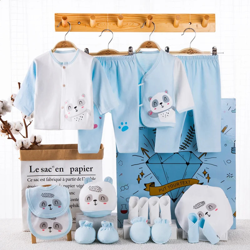 Lawadka 18 piecesbatch born baby clothing girl boy set 100% pure cotton spring autumn soft hat bib 240925