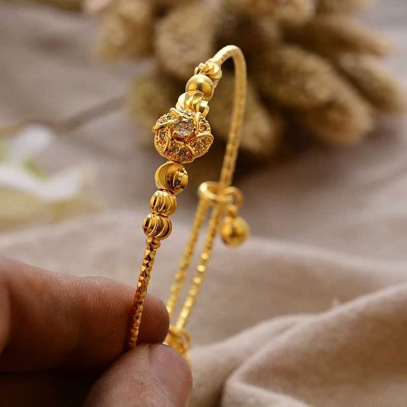 Dubai Gold Color Bangles For Women Men Copper Bracelets Can Open Girly BraceletX240925