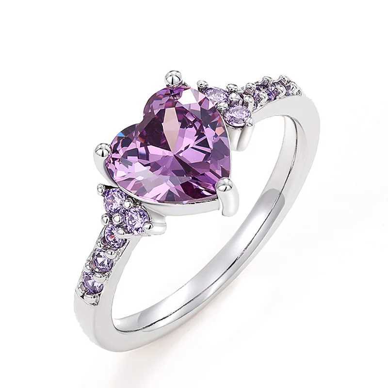 Huitan Purple Cube Zirconia Ring Suitable for Women Unique Wedding Engagement Accessories Fancy Womens Gifts Romantic Trendy Jewelry W240925