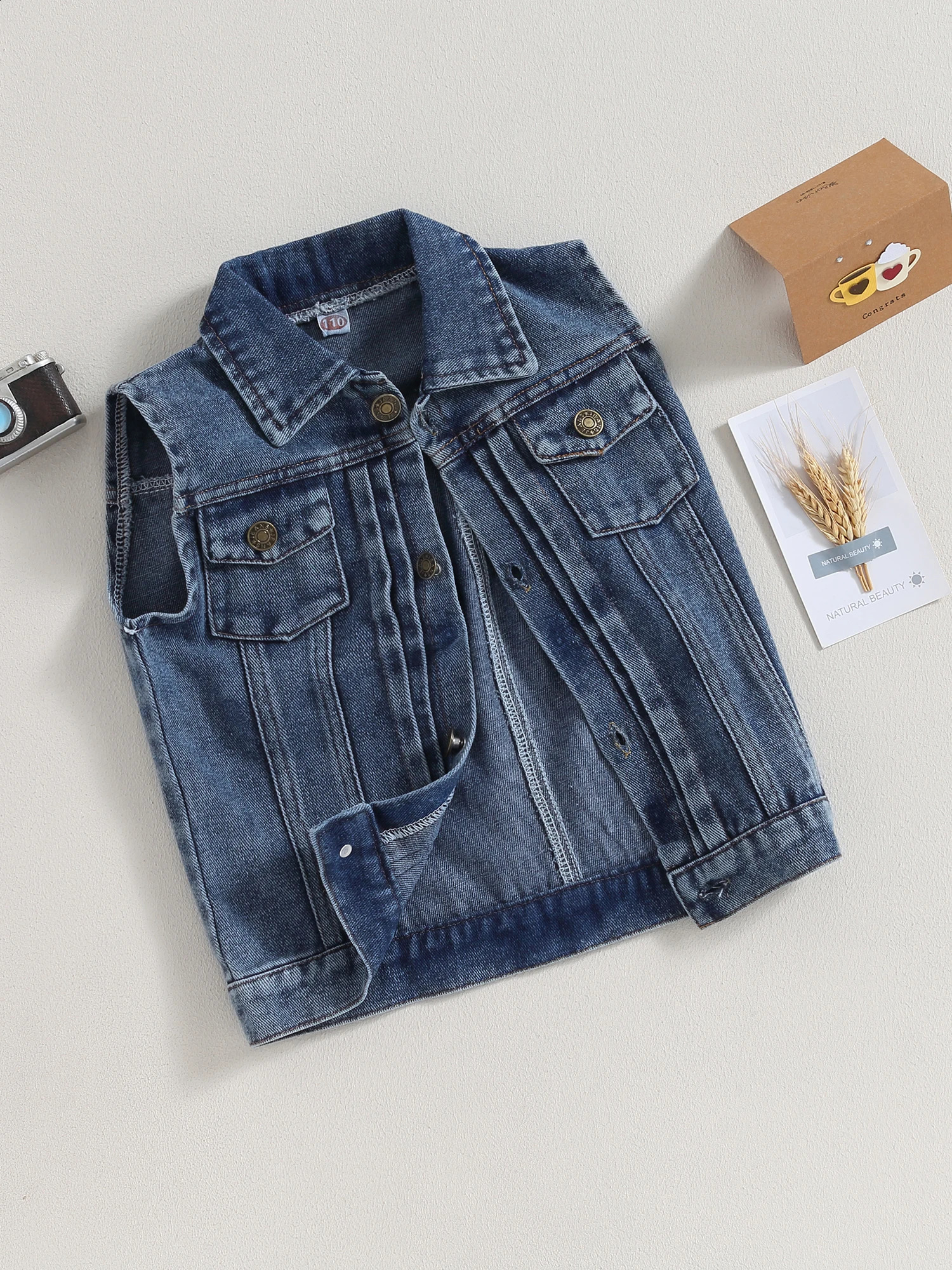 Vintage Denim Jacket for Kids Boys Girls Sleeveless Jeans Vest 2 4 6 8 Years Old Toddler Denim Vest 240921