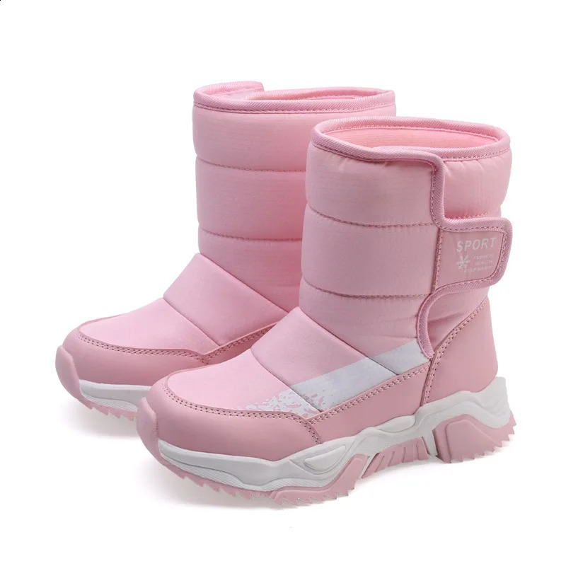 Boys snow boots winter childrens cotton shoes medium and large velvet thick anti slip girls 240925