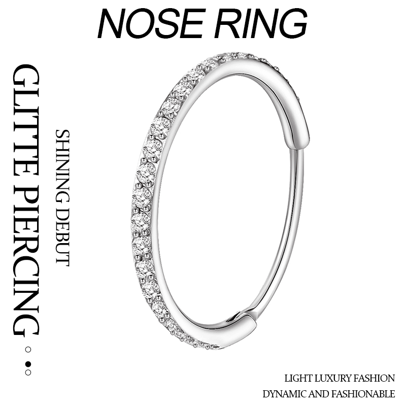 TUPMI Surgical Steel Nose Hoop 14k Gold CZ Nose Rings Handmade Stainless Steel Cartilage Earrings Tragus Helix Hoop Nose Rings Piercing Jewelry for Wo