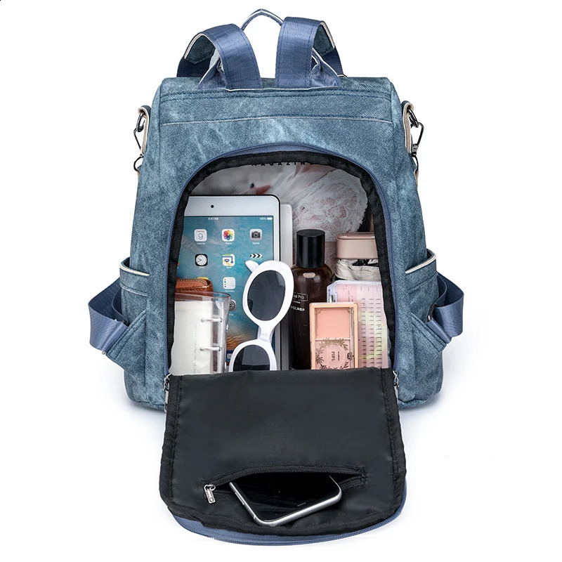 High quality womens leather backpack casual Knapsack large capacity college student 240724