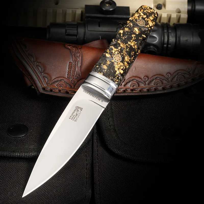 Trskt M390 Blade Tactical Hunting Knife Kitchen Camping Knife Japanese Rescue Survival Edc Tool with Leather Cover Direct Shipping CL240925