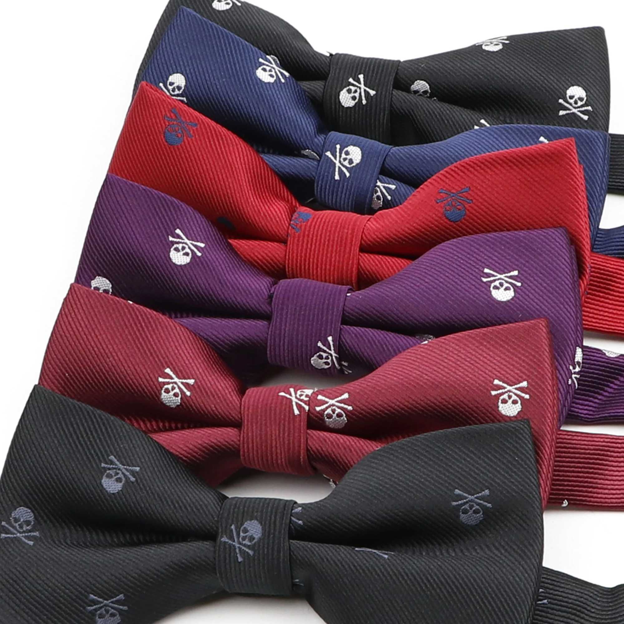 Mens Fashion Skl Tie 100% Microfiber Tie Weaving Pol Jacquard Wedding Halloween Party Dress Necklace Y240925