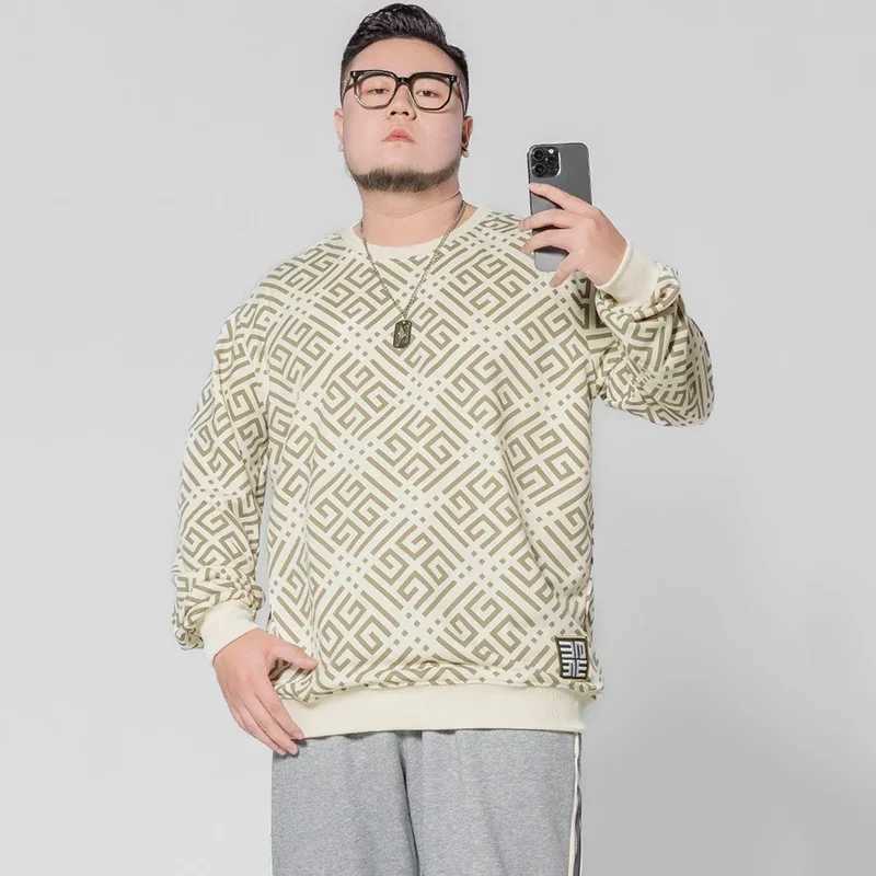 Plus Size Sweatshirt Men Oversized Pullovers 110-180kg 7XL 8XL Man Printed Round Neck Long Sleeve Loose Tops Big Size ClothingX240925