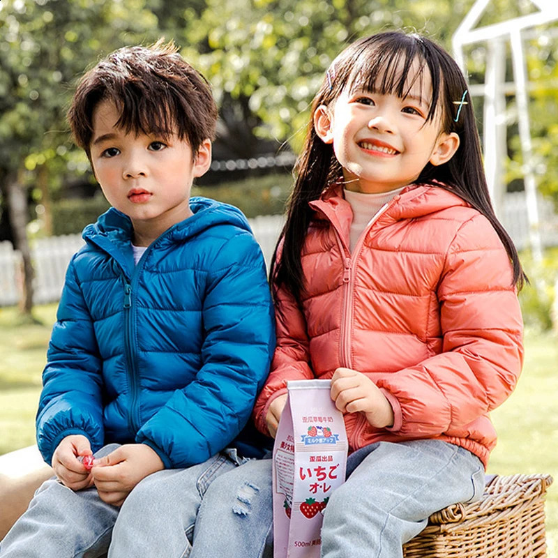 Down Jackets For Girls Winter Coat Candy Color Warm Kids Down Hooded Coats For Boys 2-9 Years Outerwear Children Clothes 240921