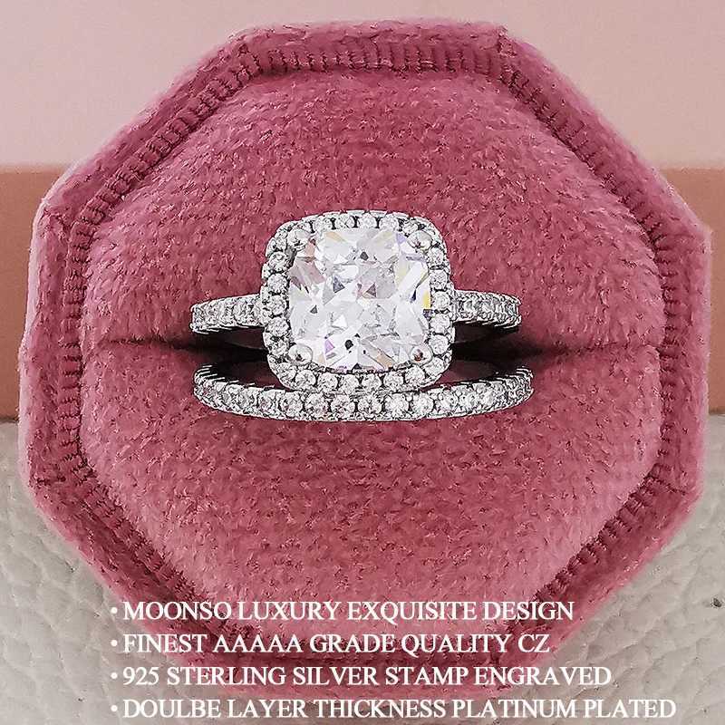 New luxury silver deluxe wedding ring set suitable for brides women engagement fingers parties gifts designer jewelry R4428 W240925