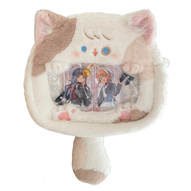 2024 New Designer Backpack Cute Plush Kitten Pain Backpack JK Sweet Girl Anime Transparent Small Appetite Oatmeal Bag