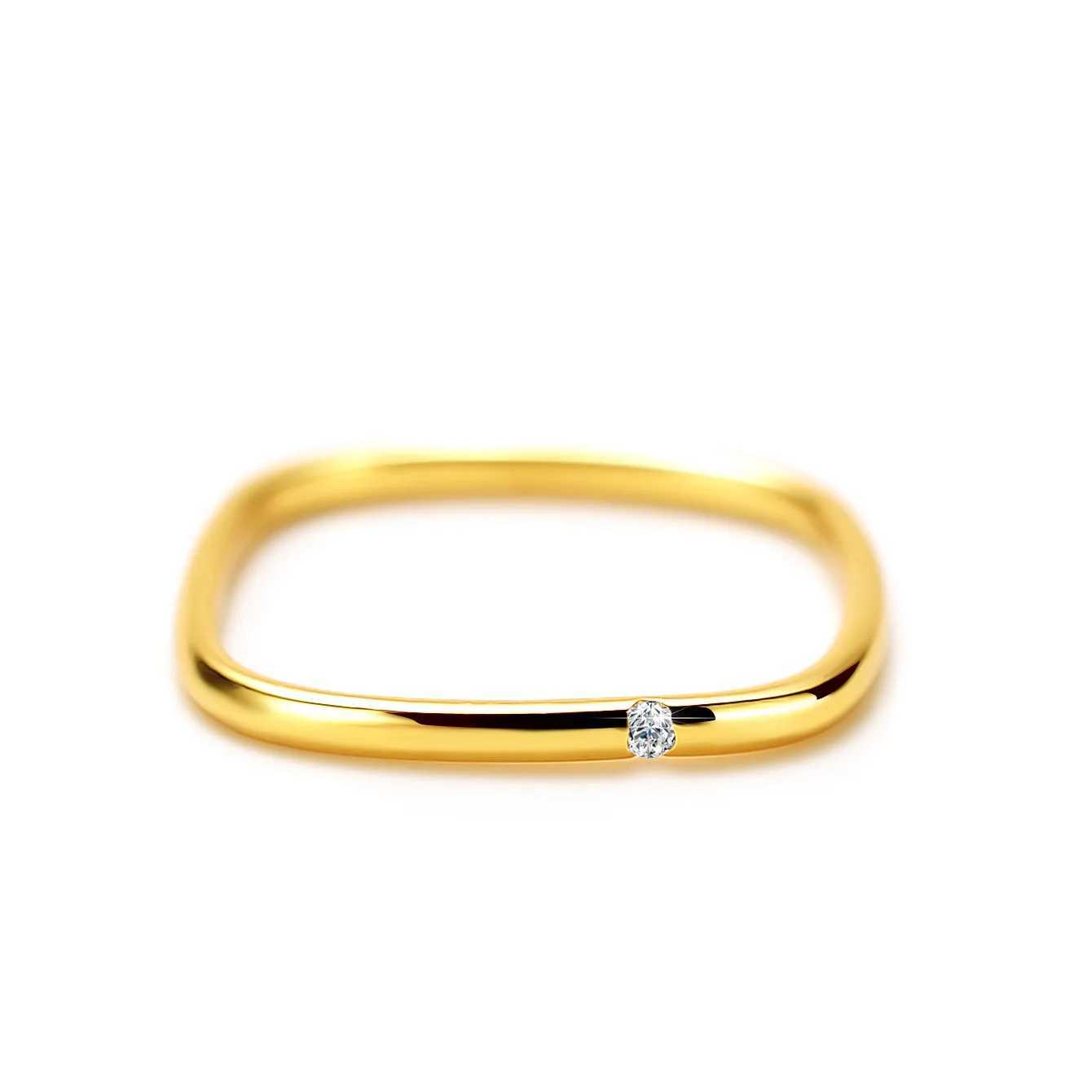 24k real gold 999 square ring womens beach gold Ins Wind Dafu style small fresh square ring exquisite jewelry W240925