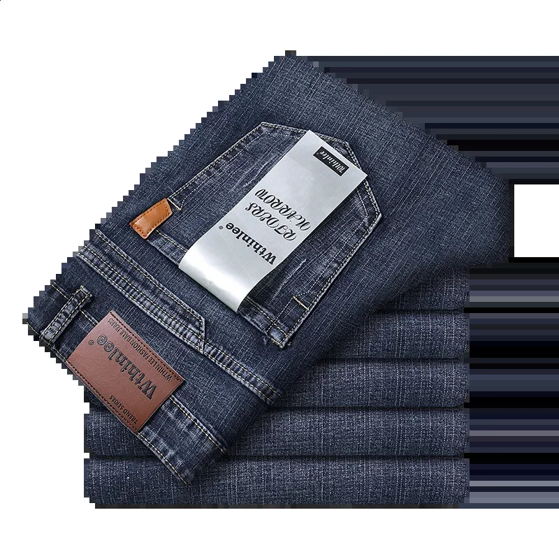 WTHINLEE Business Mens Jeans Casual Straight Stretch Fashion Classic Blue Work Denim Trouser Clothing Size 2840 240925