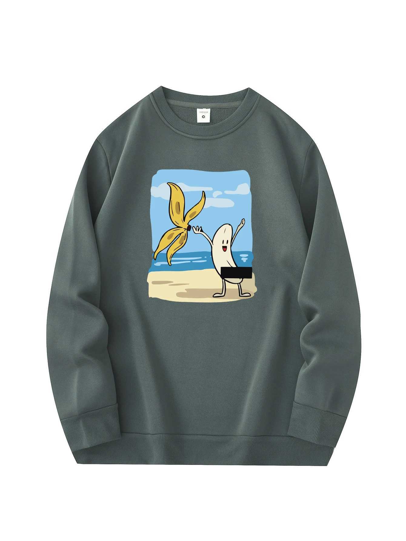 Mens new fashionable round neck sweater casual and daily comfortable round neck sweatshirt beach print mens blouseX240925