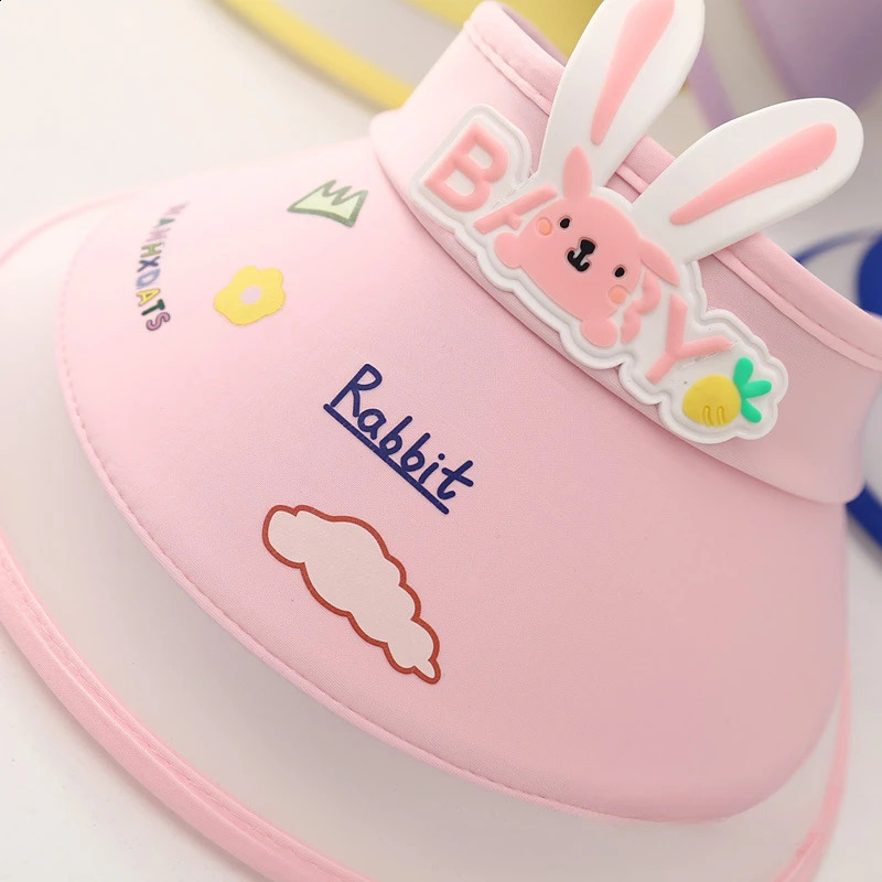 Summer Cartoon Rabbit Childrens Sun Hat Ice Silk Sunscreen Cool Breathable Windproof Boys and Girls Casual Style 240925
