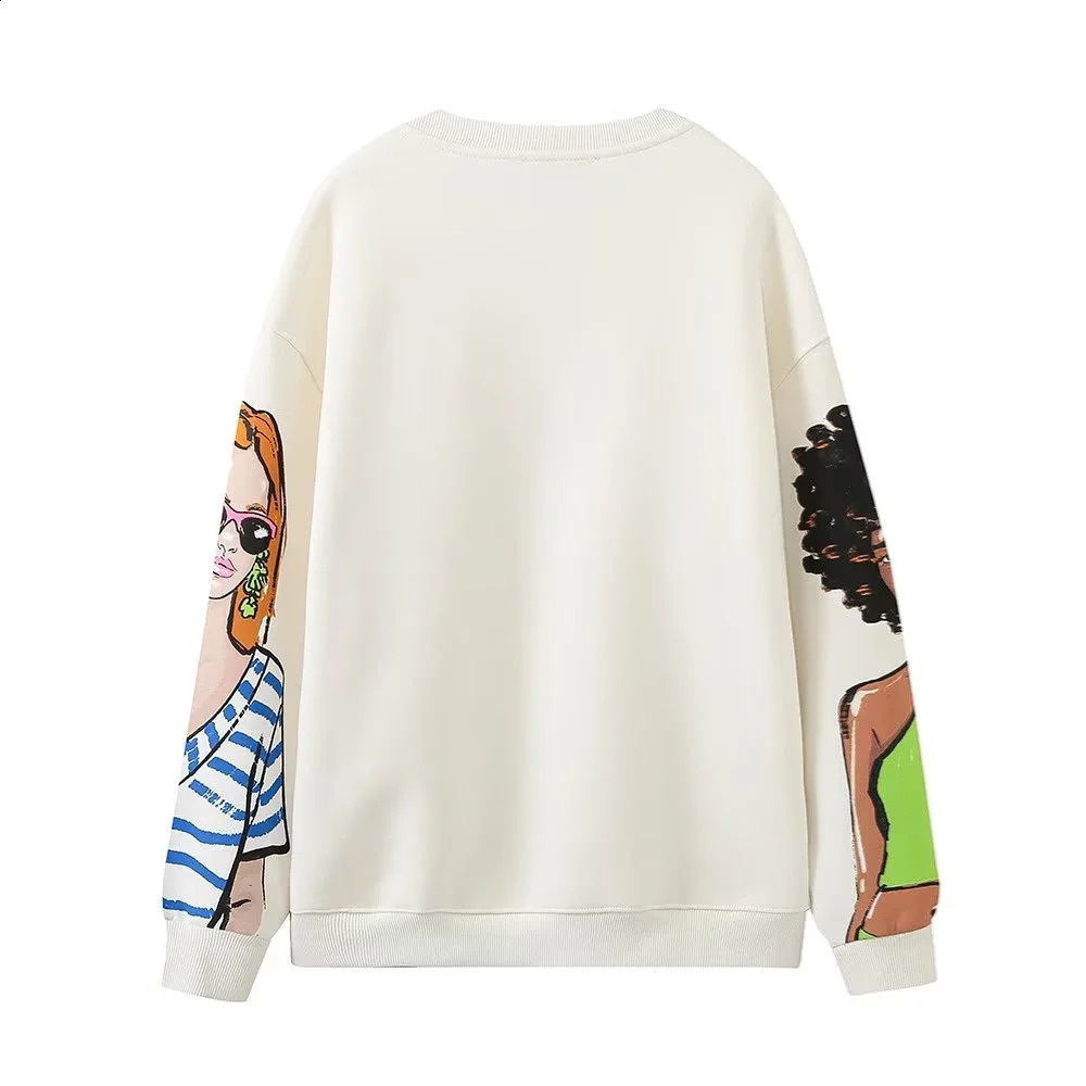 UNIZERA Autumn/Winter Womens Casual Loose Edition Round Neck Long Sleeve Printed Sweater 240925