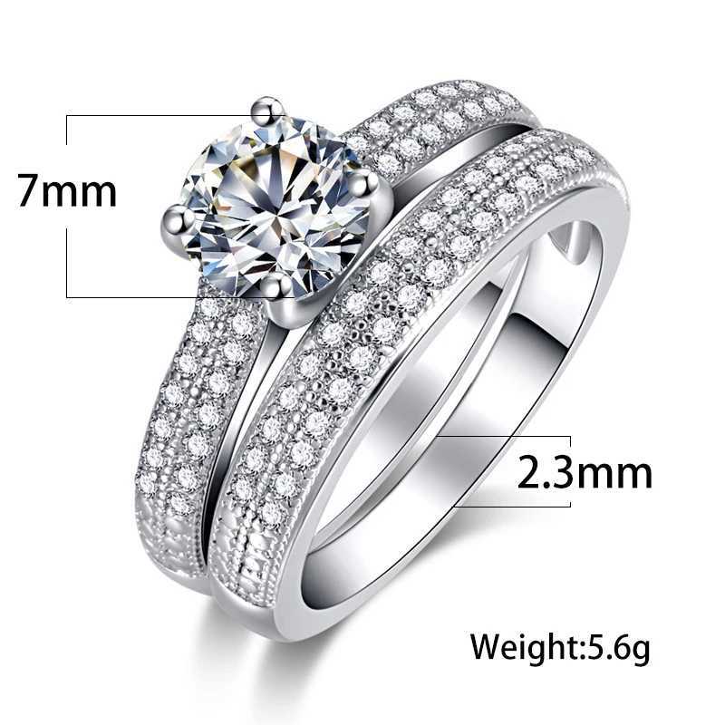 Luxury Bridal Set Round Stone Ring Female Black Gold White Zircon Wedding Ring Promise Engagement Ring Set Jewelry W240925