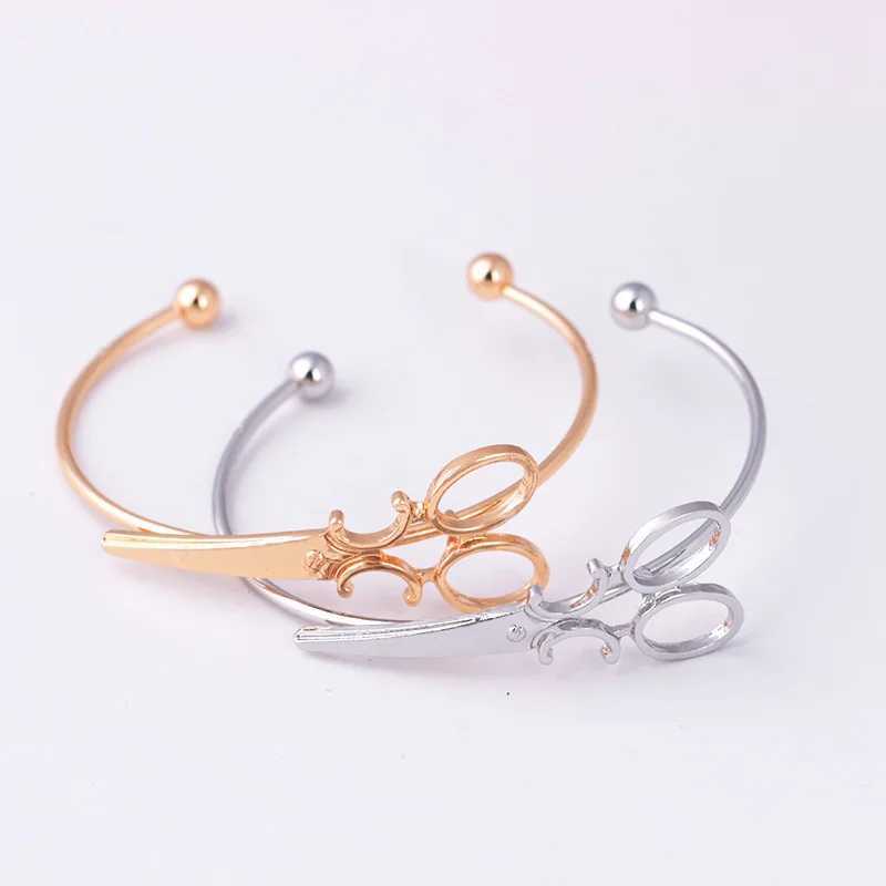 Creative Charm Bracelet Bangle Personality Scissors Shape Design Simple Open Bracelet Adjustable Women Statement Jewelry GiftX240925