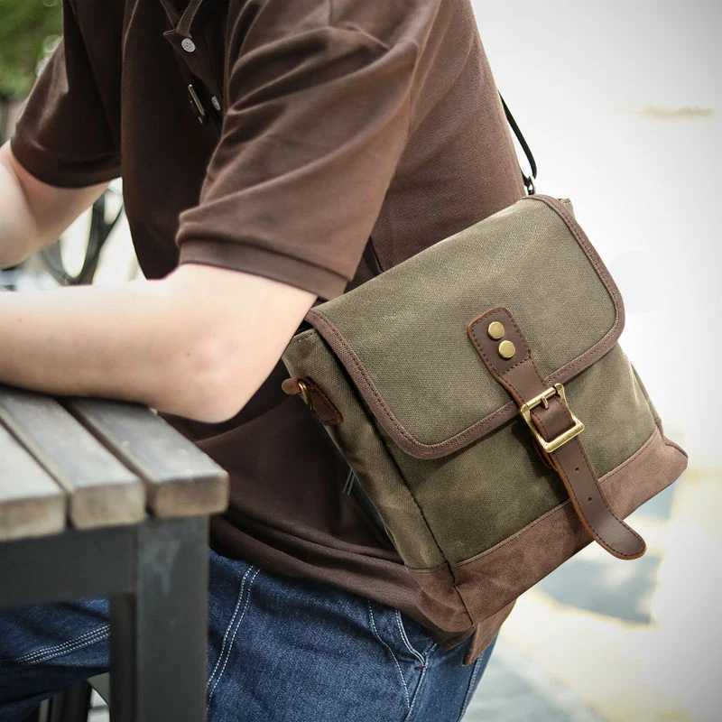 Oil Wax Canvas Leather Crossbody Bag Unisex Military Vintage Messenger Bags Shoulder Bag for men 2023 Casual Travel Bags Z240924