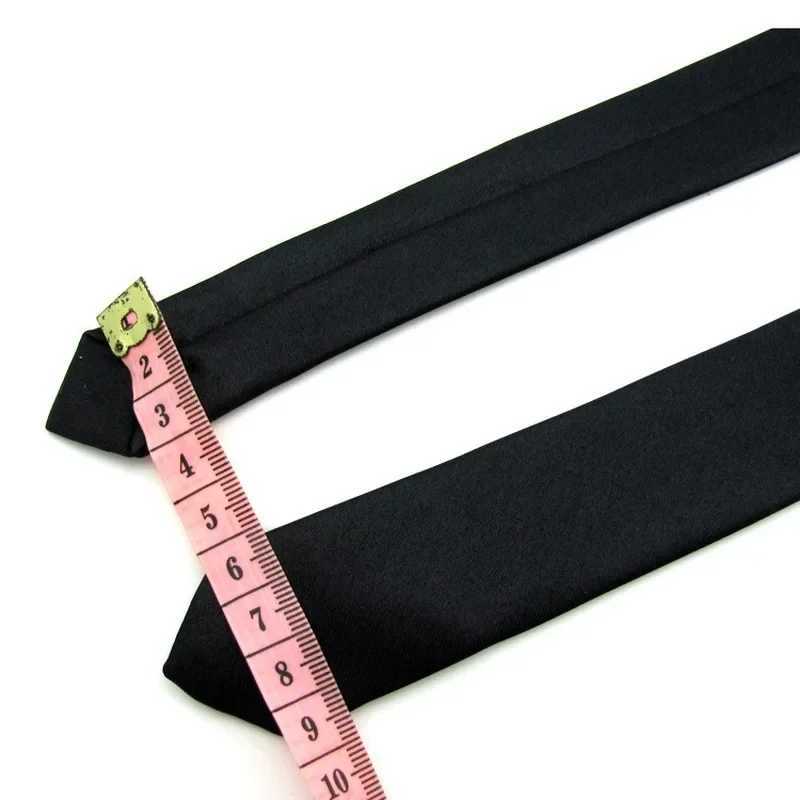 Ultra thin tie 3cm (black 3.5cm) satin red w black solid tie handmade fashionable mens tight fitting narrow collar for wedding parties Y240925