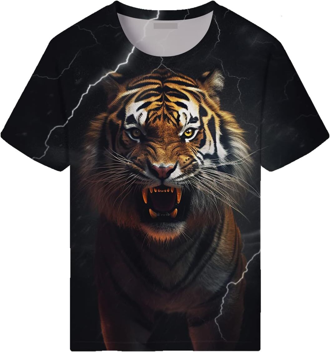 Mens T shirt Casual Tiger Graphic T-Shirt for Men Novelty Animal Pattern Short Sleeve Shirts, shirts tshirt graphic tee Casual tops summer free shippi