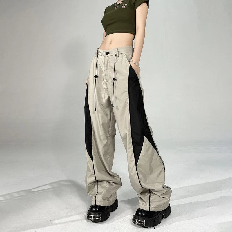 HOUZHOU casual bag oversized hip-hop runner Harajuku streetwear BF womens sports pants wide leg Trousers Z260314