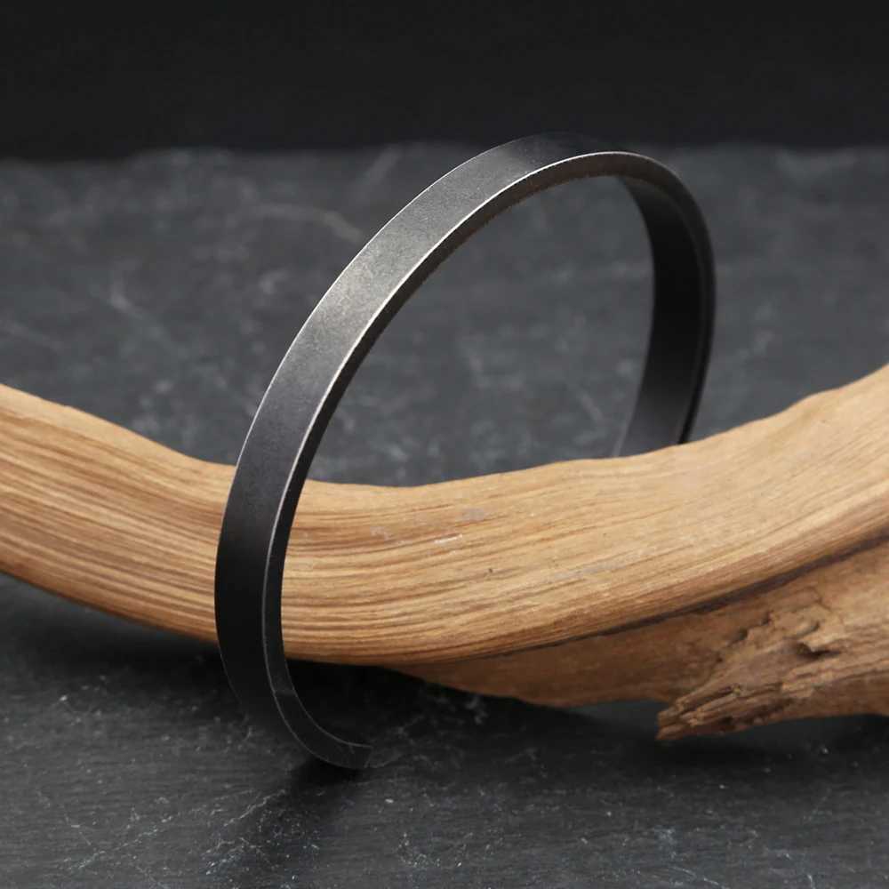 Vintage Black Simple Bracelet For Men Women 316L Stainless Steel Fashion Opening Cuff Bangles Biker Jewelry Gifts DropshippingX240925