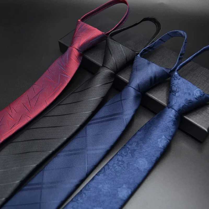 Mens Zipper Tie Lazy Tie Fashion 6cm Mens Business Collar Slim Narrow Party Wedding Collar Corbatas para hbre Y240925