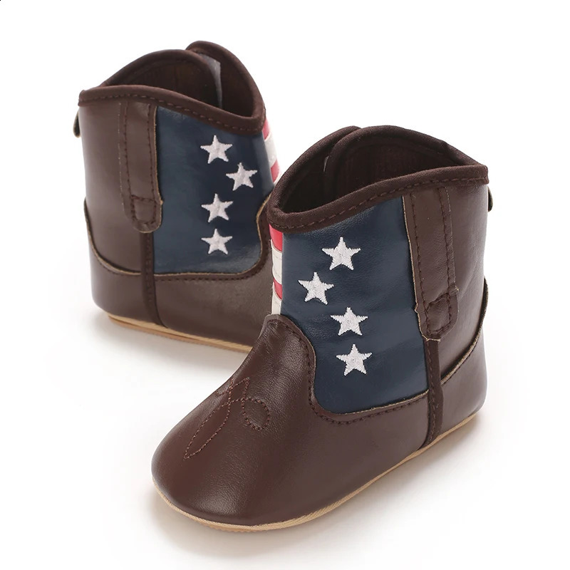 018M baby fashion boots cute printing highquality soft PU non slip sole spring and summer walking shoes 240925