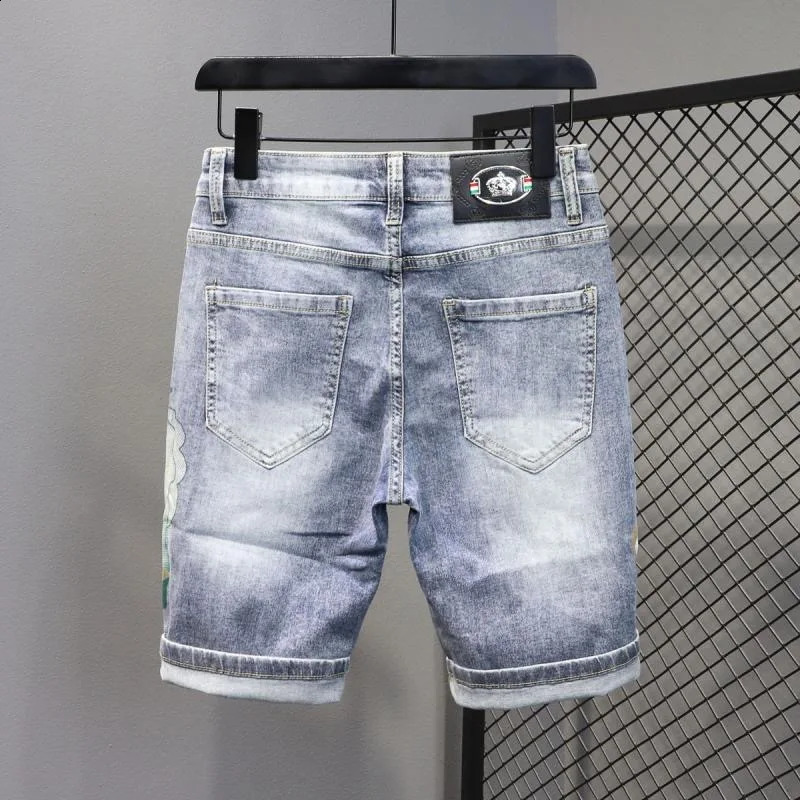 fashion trend for summer printed stretch cotton shorts mens casual sashimi comfortable and highquality plus size denim 240925