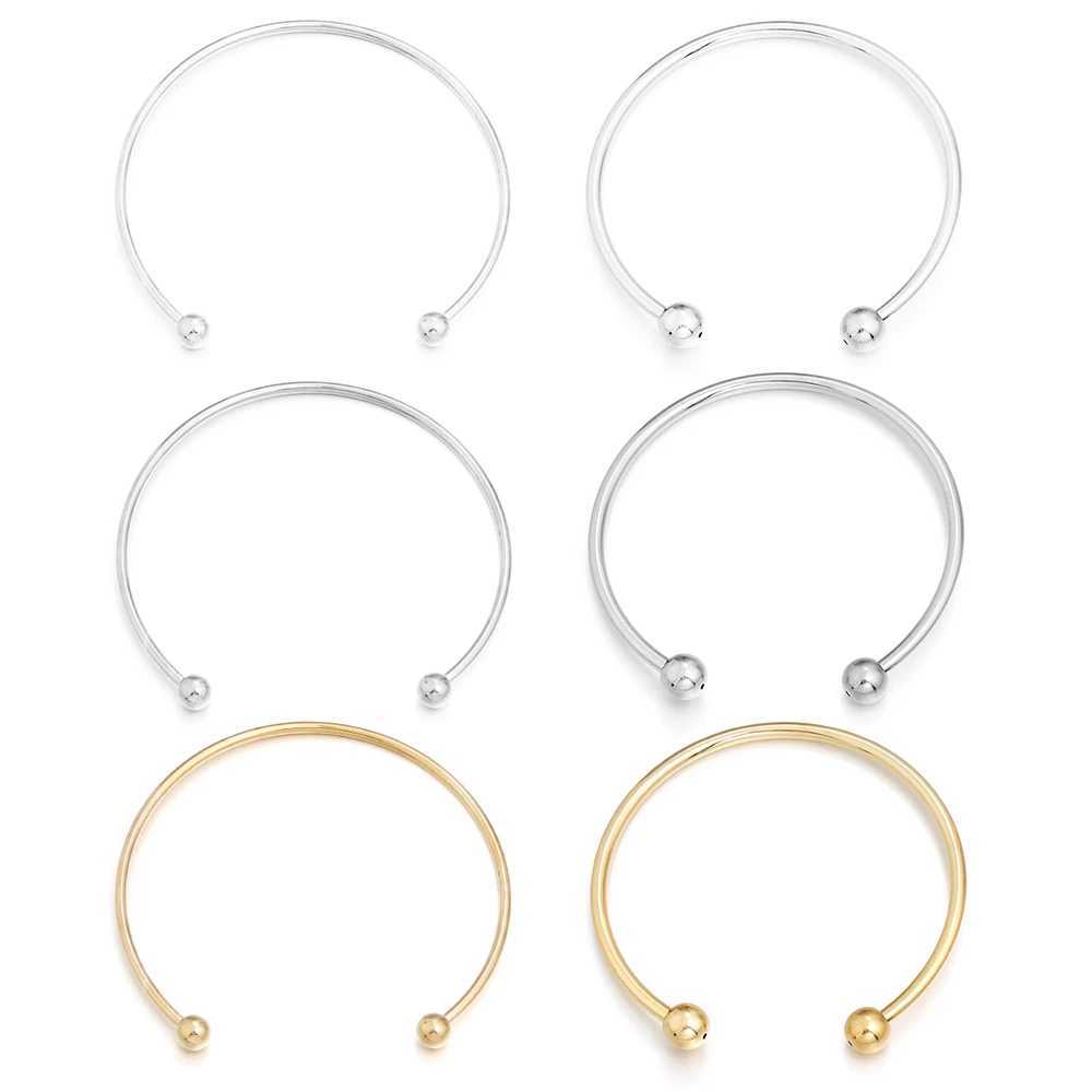 1-5pcs/Lot Metal Adjustable Opening Bangle Cuff Bracelets End with Bead Charms for DIY Jewelry Making Women Men Handmade GiftsX240925