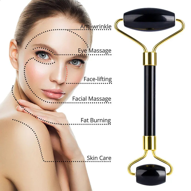 Natural obsidian jade eye mask food scraper massage roller jade lifting skin care melon sand beauty tool 240920