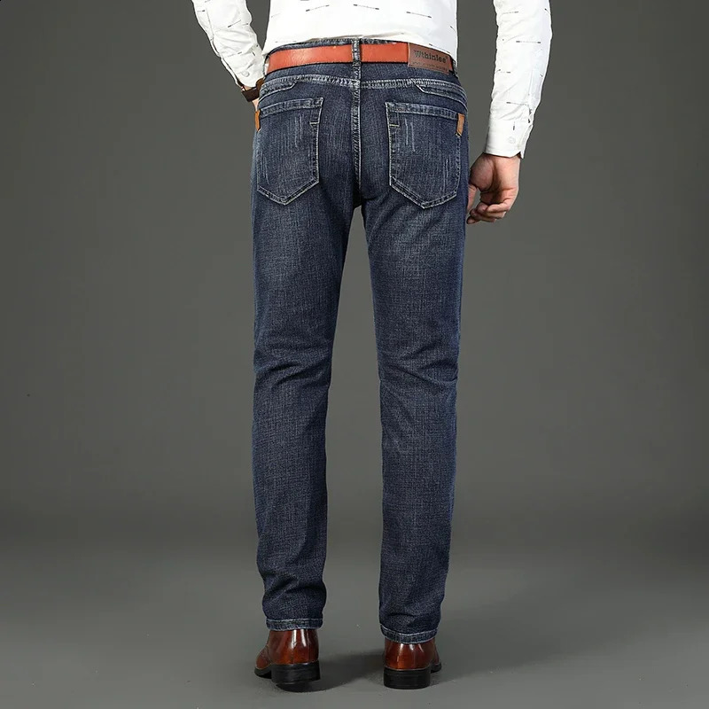 WTHINLEE Business Mens Jeans Casual Straight Stretch Fashion Classic Blue Work Denim Trouser Clothing Size 2840 240925