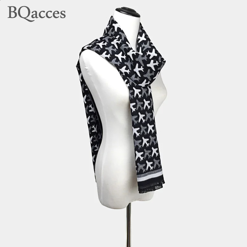 ly arrived womens black and white airplane cashmere Pashmina scarf womens winter warm wool scarf high-quality shawl 240924