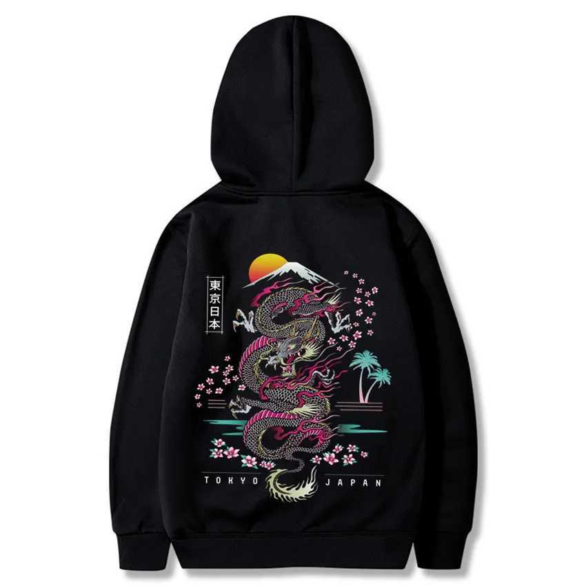 Dragon Print Hoodie Casual Round Neck Hooded Sweatshirt Youth Fashion Outdoor Long Sleeve SweatshirtX240925