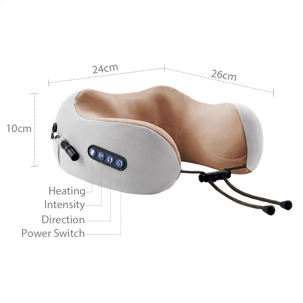 U Shaped Neck Massage Pillow Heating Vibration Kneading Electric Cervical Shoulder Protection Relaxing Massager 240919