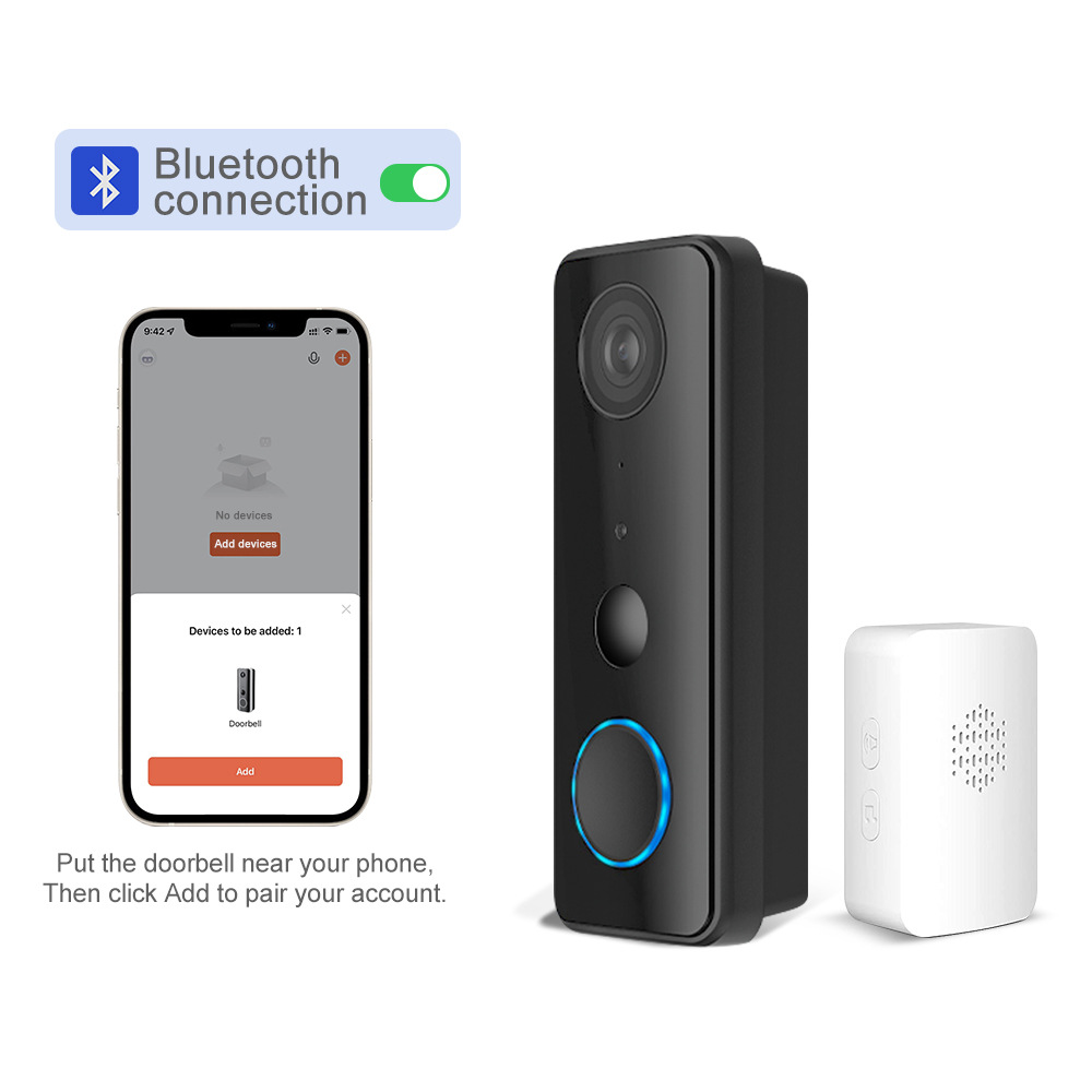WiFi video doorbell smart voice intercom low-power high-definition wireless remote doorbell set
