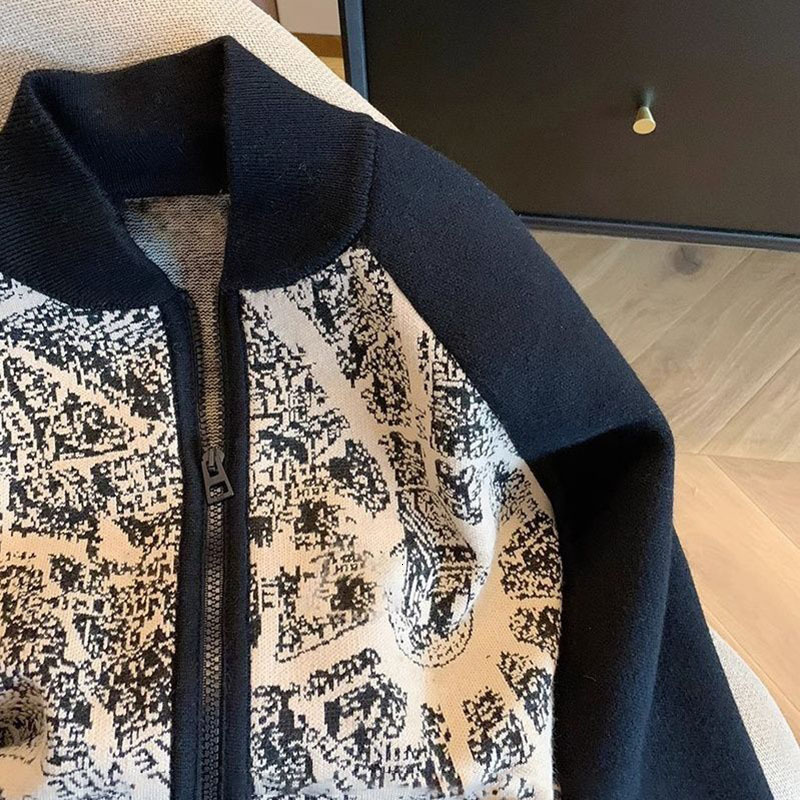 Splices Women's Sweater cardigan Korean Loose Zipper sweater jacket female Autumn Outwears knitwear women's coat knitwears top