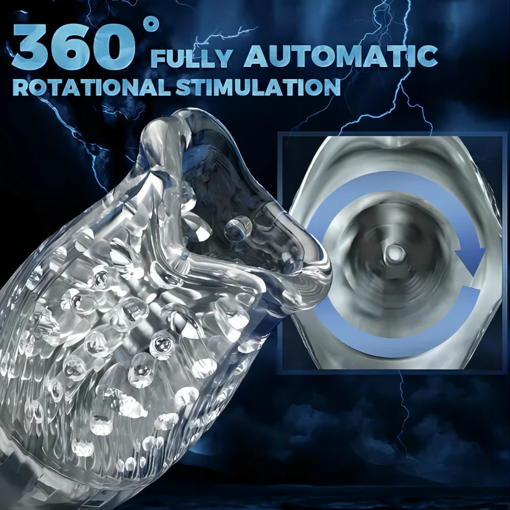 Tornado Masurbator 10 Vibration 5 Rotating Transparent Sleeve Oral Delayed Endurance Masturbation Cup Sex Toy 240914