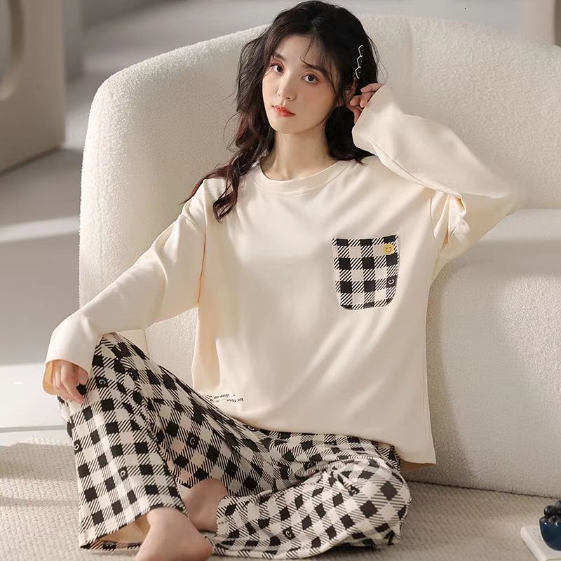 New Pamas Women's Spring Models Long-Sleeved Autumn and Winter Homewear Large Size Loose Suit