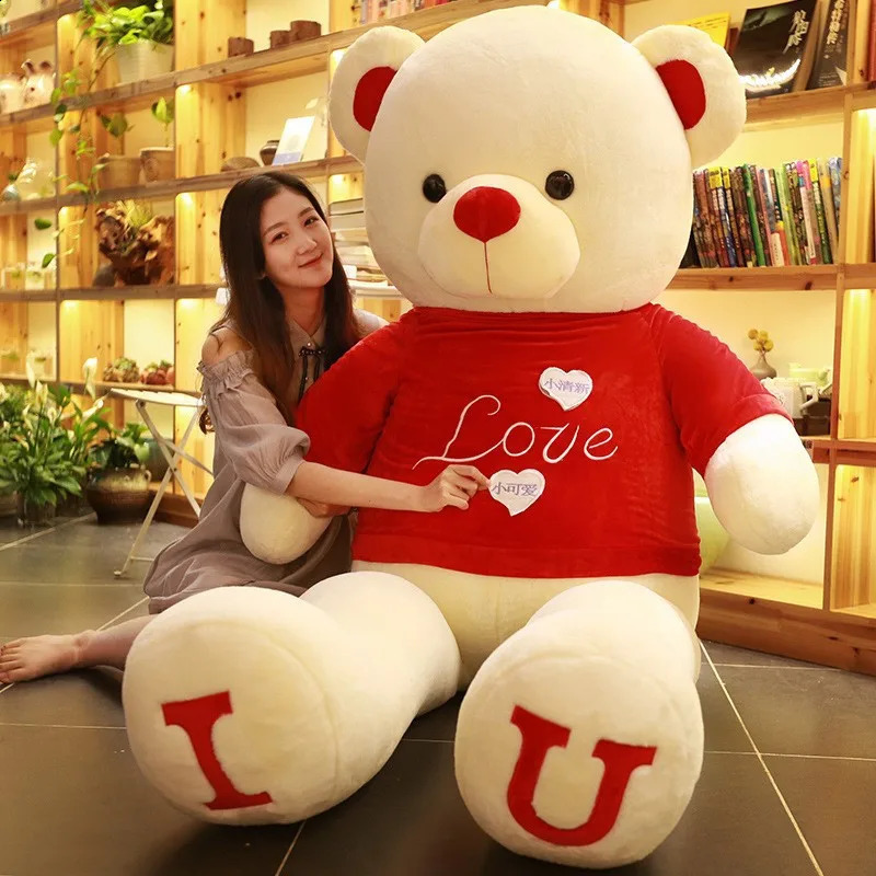 100cm plush toy teddy bear giant Tshirt soft filled animal pillow doll barbecue friend child wife birthday Valentines Day decoration 240925