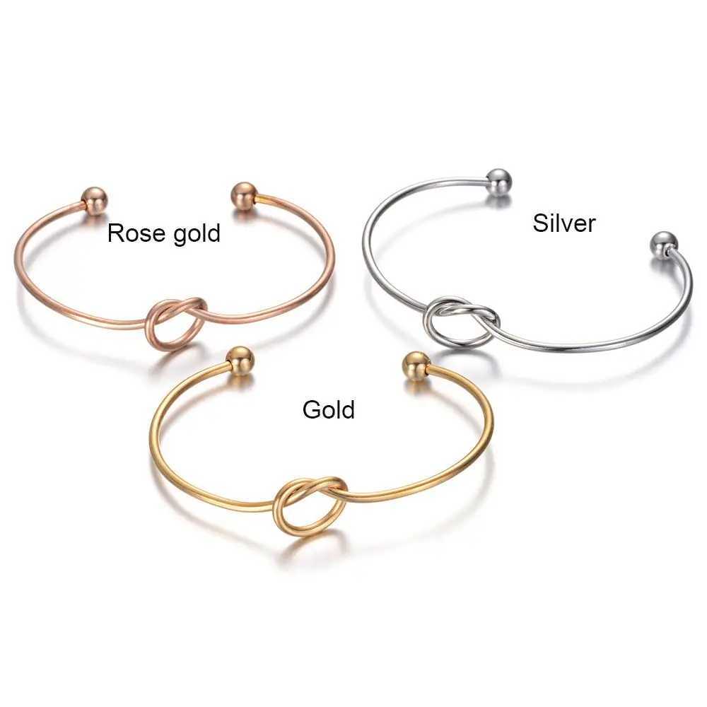 Love Knot Bracelets Thank You Bridesmaid Proposal Gifts Wedding Party Favers Tie The Knot Open Cuff Bangles for Women GirlsX240925