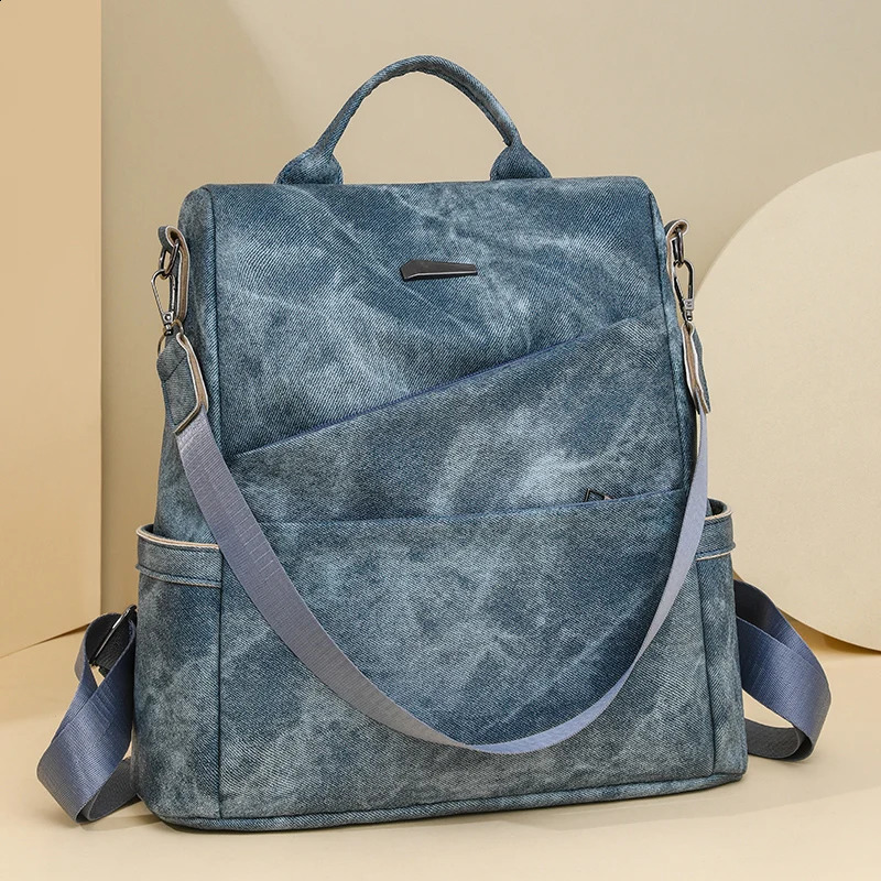 High quality womens leather backpack casual Knapsack large capacity college student 240724