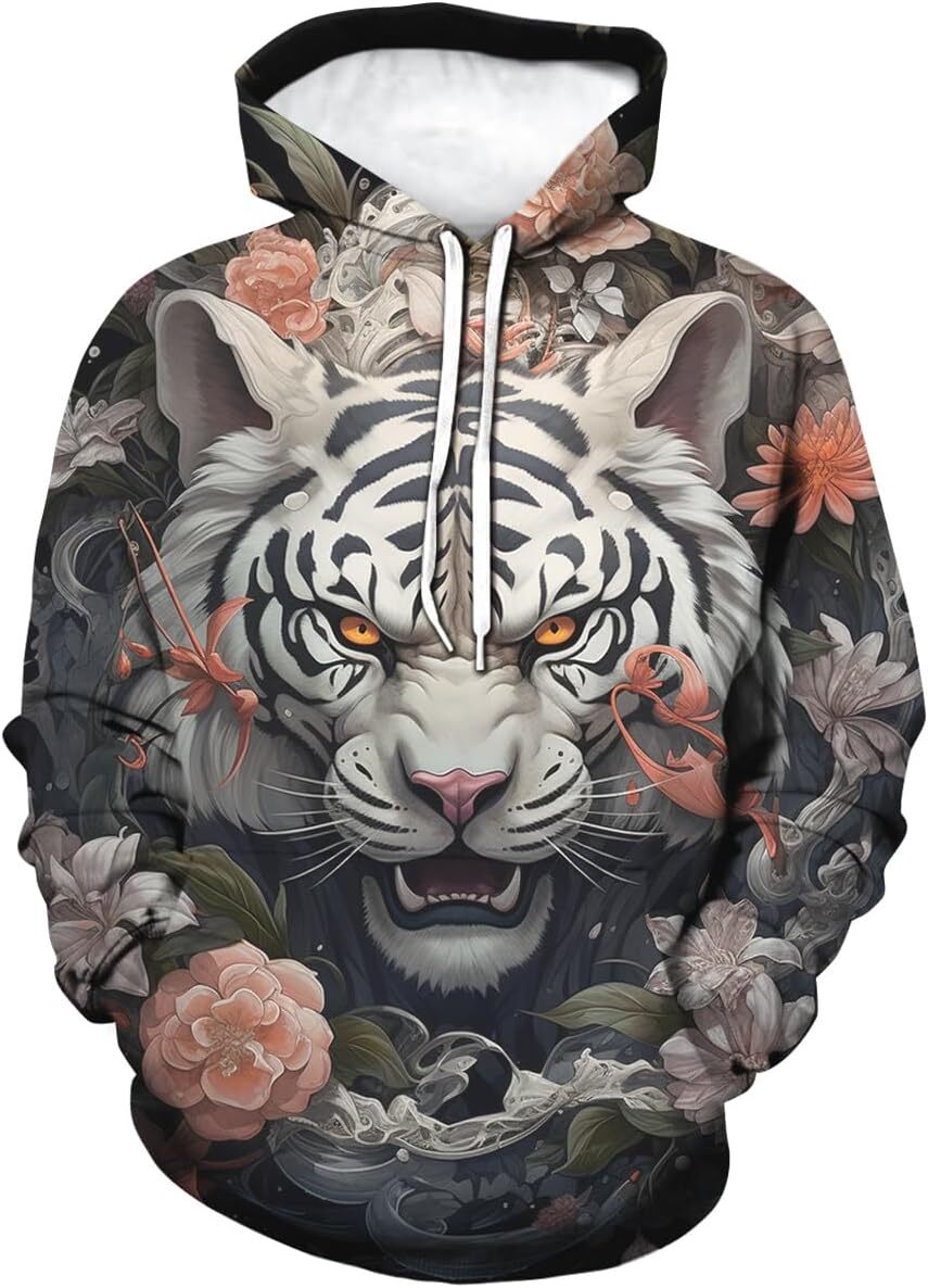 Hoodie for Mens Womens Tiger Graphic Hoodies For Men 3D Printed Animal Fashion Sweatshirt With Pocket Graphic Hoodies sweatshirt Pullover Long Sleeve