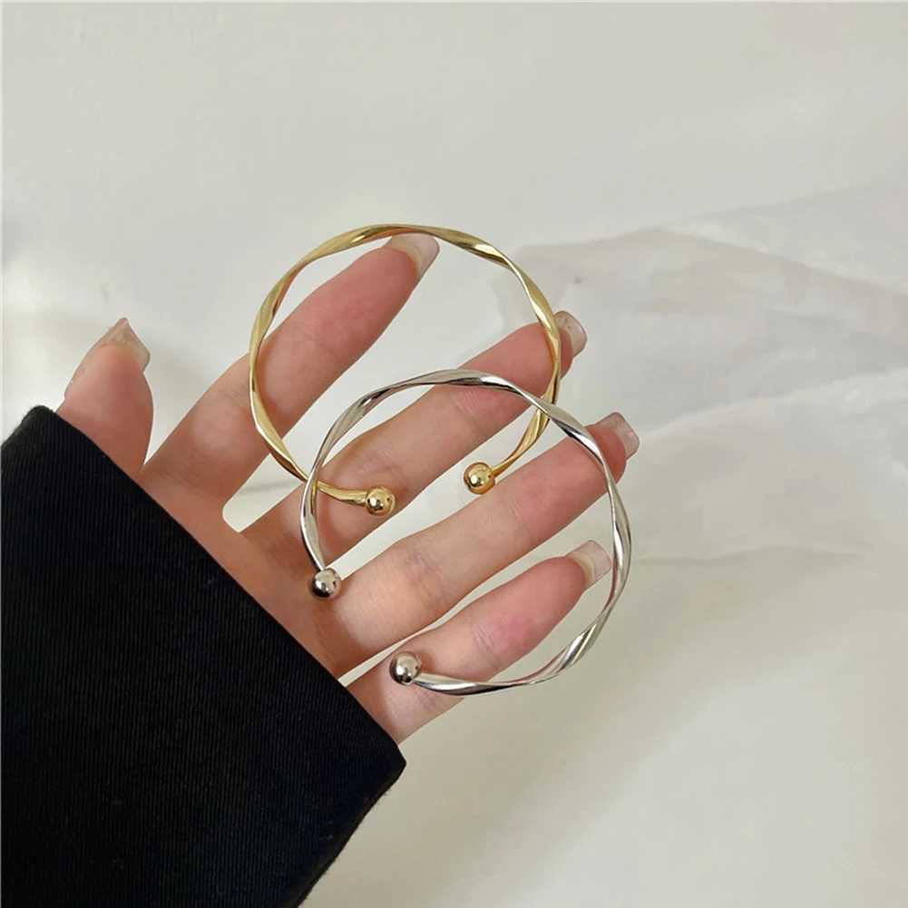 Waterproof Plated Stainless Steel Jewelry Thin Twist Opening Bracelet Bangle for Women Pulsera Acero Inoxidable MujerX240925