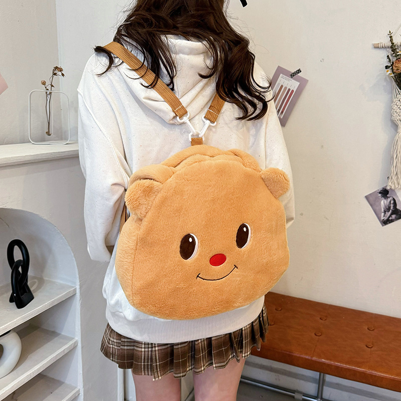 2024 new designer backpack with butter diagonal cute girl teddy bear cartoon large capacity plush single shoulder handbag