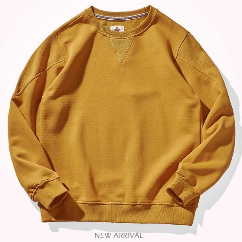 Heavyweight cotton top mens 2022 new autumn round neck cotton Pullover SweaterX240925