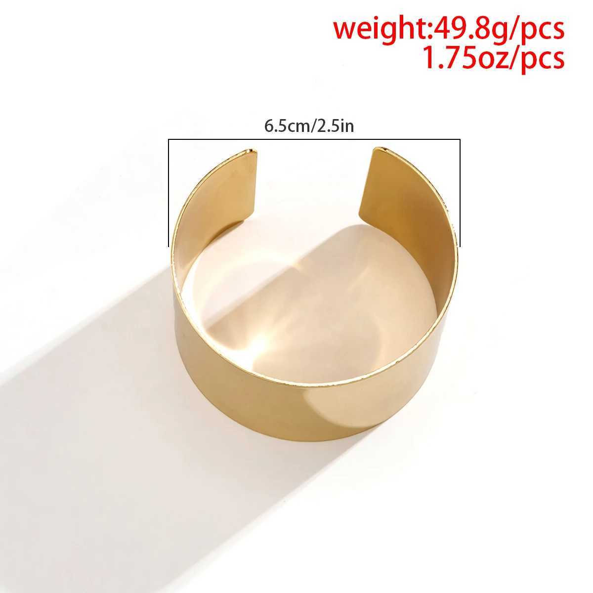 Lacteo Gold Color Smooth Wide Cuff Bracelets Simple Open Big Bangle for Female Women Charm Jewelry Fashion Punk Gifts NewX240925