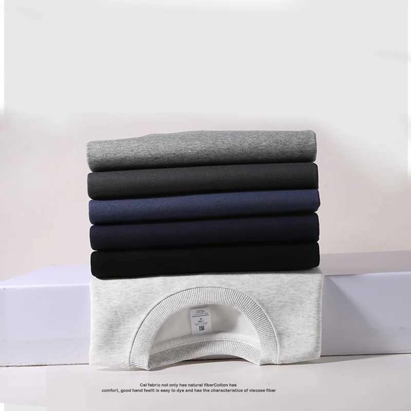 Simple Design Round Neck Sweatshirt Men Loose Streetwear Pullover Male Hoodies Black Beige PinkX240925