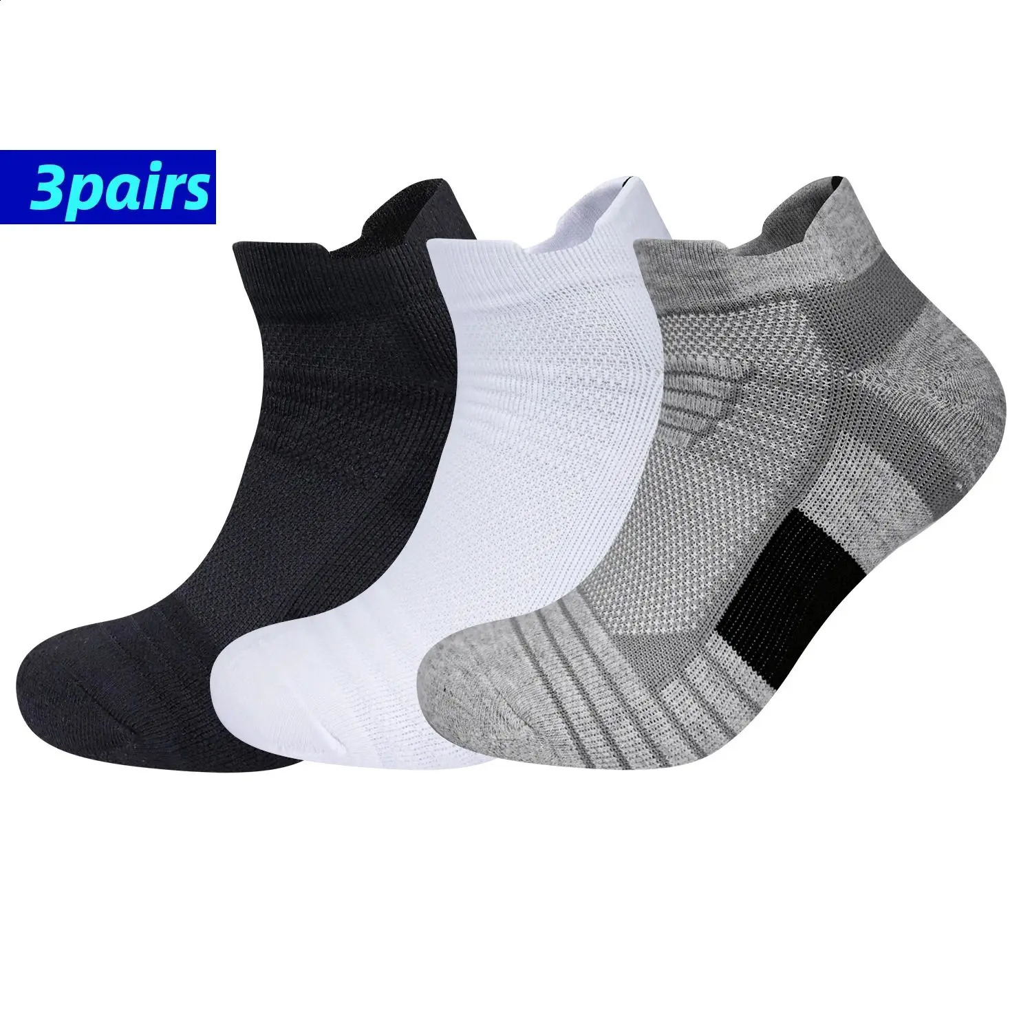 3 Pairs Mens Cycling Sport Socks Basketball Running Compression Ankle Sock Black White Anti-slip Bike Bicycle Mtb Cycling Sock 240925